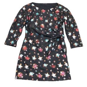 Lake Studio Sheath Dress Size 4 Black Glittery Floral Tie Waist Mini